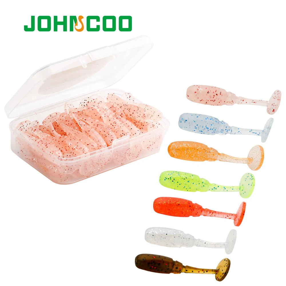 JOHNCOO 40pcs New AJING Fishing Lure35mm 0.68g Rockfish Ocean Rock Bait Needle tail Soft Lure Artificial Bait