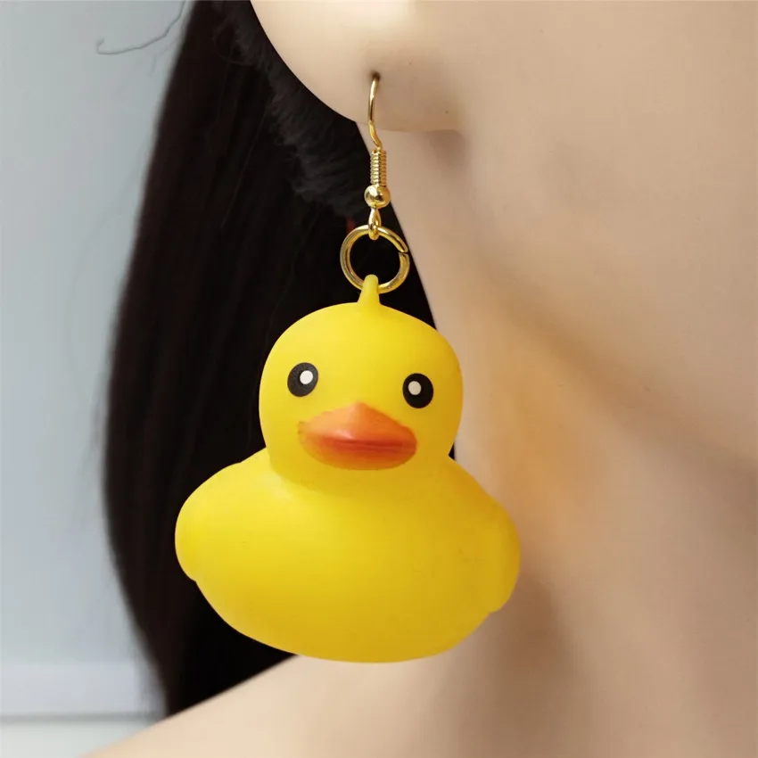 

New 3D Small Duck Banana Smile Drop Earrings Soft PU Ball Cartoon Animal Earrings For Women Ladies Girl Elegant Party Holiday