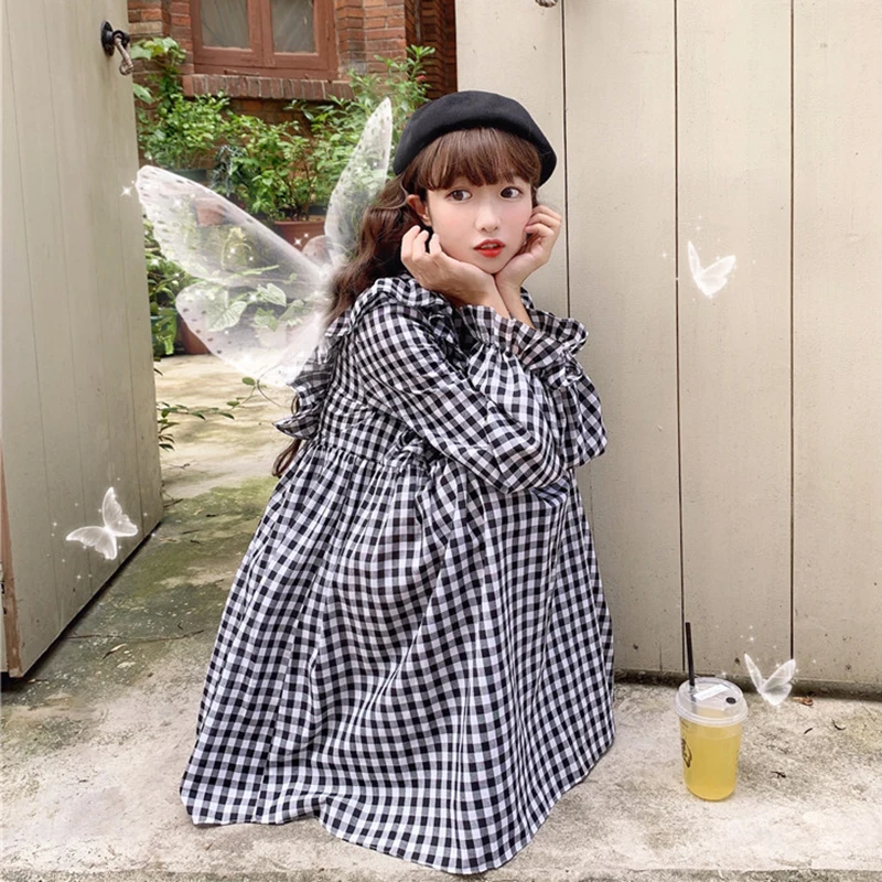 Women's Autumn New Japanese Sweet round Neck Ruffled Bow Lace-up fairy dress  tea party  lolita dress  sweet lolita doll