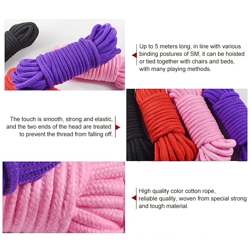 2m/ 10m/ 20m Cotton Rope Female Adult Sex products BDSM Bondage Soft Rope Adult Games Binding Rope Role-Playing Sex Toy