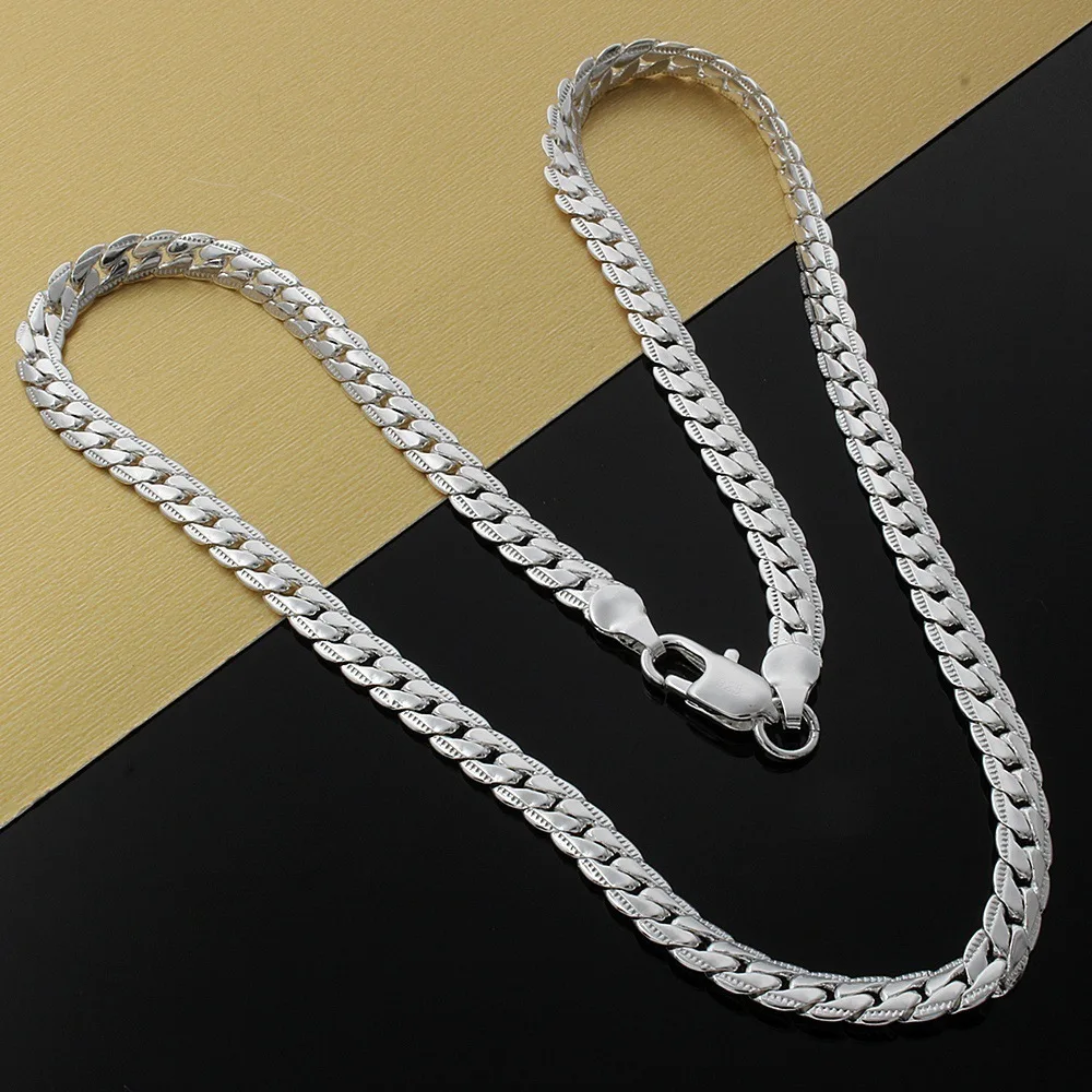 Punk 4/7mm Embossing Flat Snake Chain Necklace Gold/Silver Color Stainless Steel Chains For Men Women Fashion Jewelry 18\