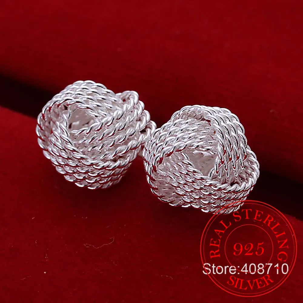 New Fashion Jewelry 925 Sterling Silver Tennis Net Web Stud Earings For Women Girls 2020 Summer Style Ball Earring Ear Studs