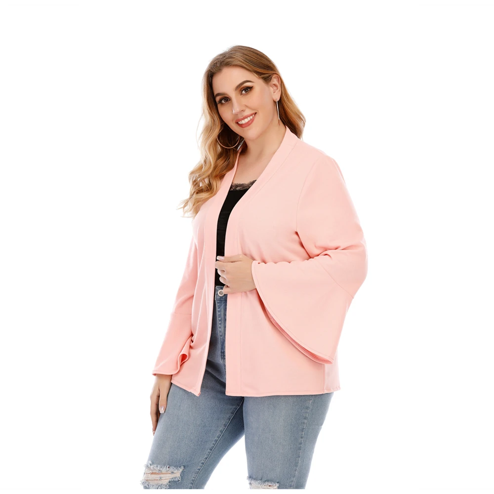 2022 primavera nova venda quente estilo europeu e americano plus size manga longa flare cardigan camisa para mulher