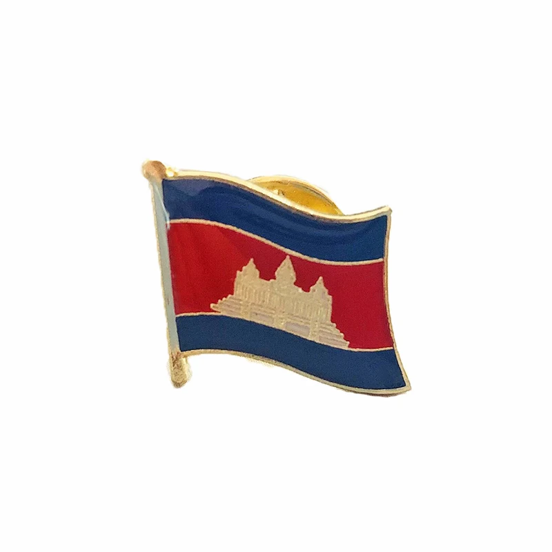 Cambodia National Flag Lapel Pins Crystal Epoxy Metal Enamel Badge Paint Brooch Souvenir Suit  Personality  Commemorative Gifts