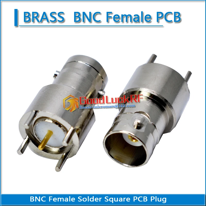 

Q9 BNC Female Plug solder cup Square PCB 4 needle 50 ohm Nickel Plated Brass RF Connector Coaxial Adapters