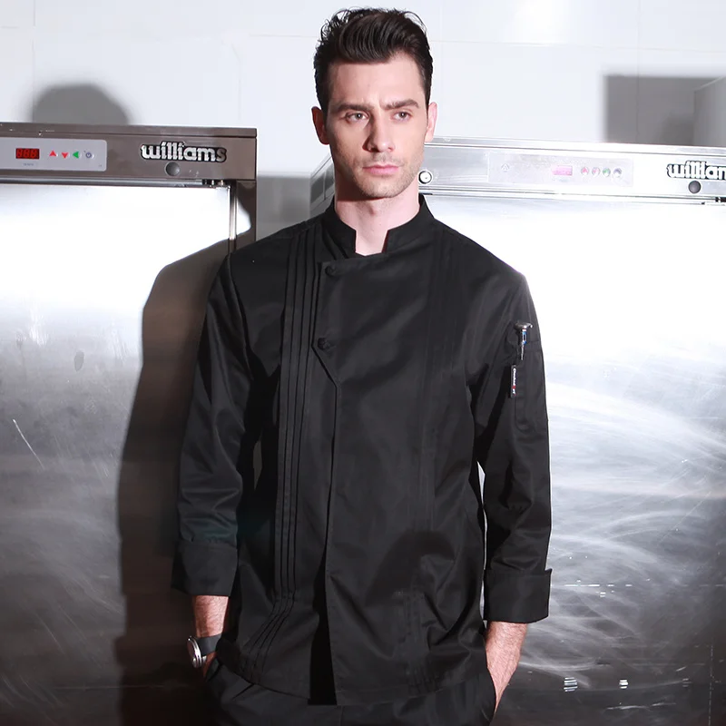 High quality winter restaurant kitchen uniform thick washable cook uniform long sleeve white chef jacket