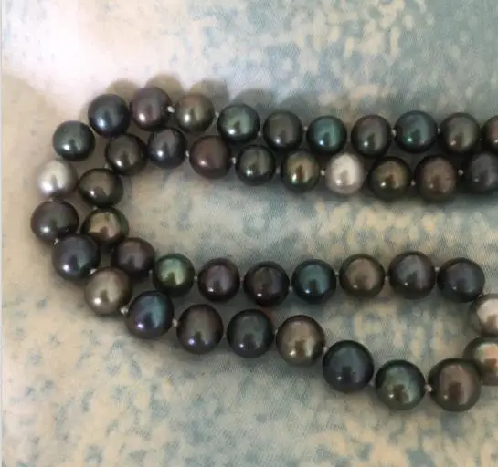 9-10mm tahitian multicolor black green red pearl necklace 18inch