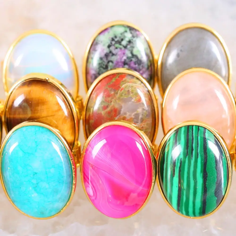 Jewelry For Women Men Gift Natural Stone Bead Crystal Ring