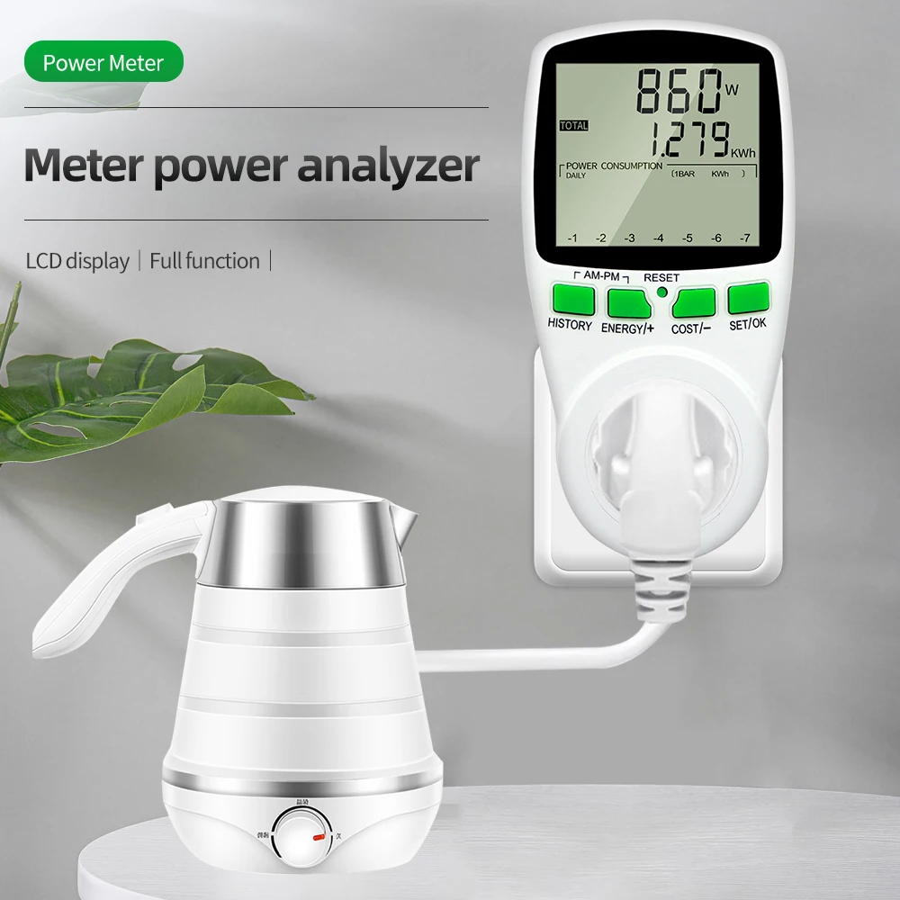 

Digital Energy Meter Kwh AC Power Meter Wattmeter Wattage Electricity EU French US UK AU Measuring Outlet Power Analyzer