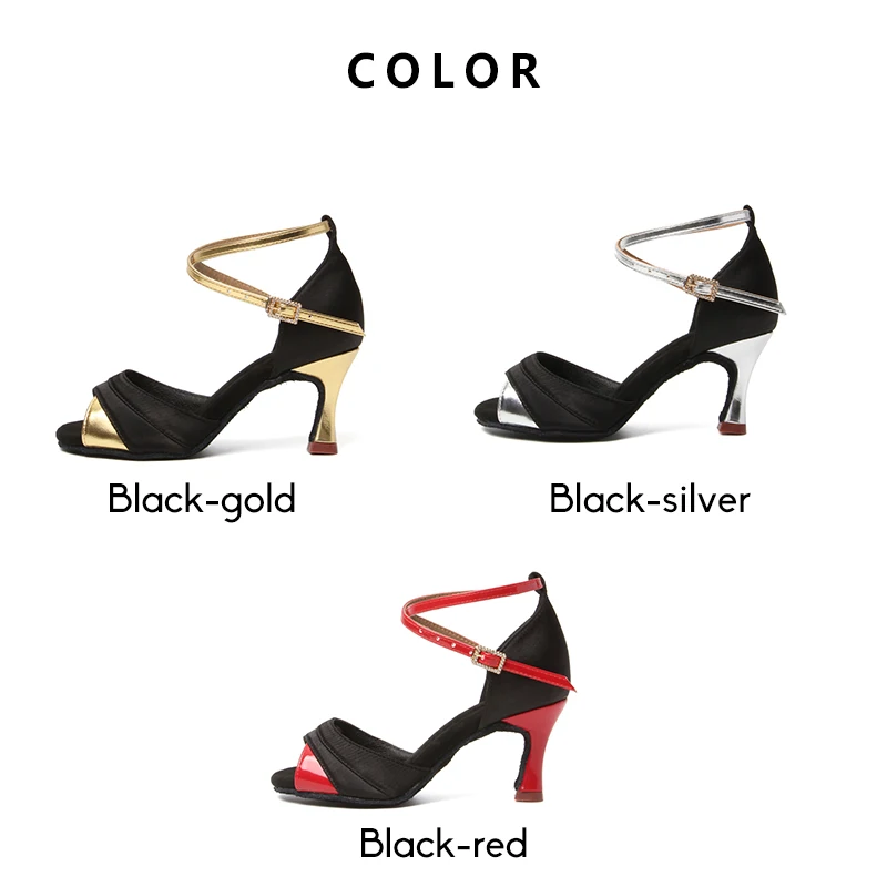 Latin Dance Shoes For Women Girls Tango Ballroom Dance Shoe High Heel Soft Satin Dancing Shoes 5/7/8.5cm Ballroom Dance Sandals