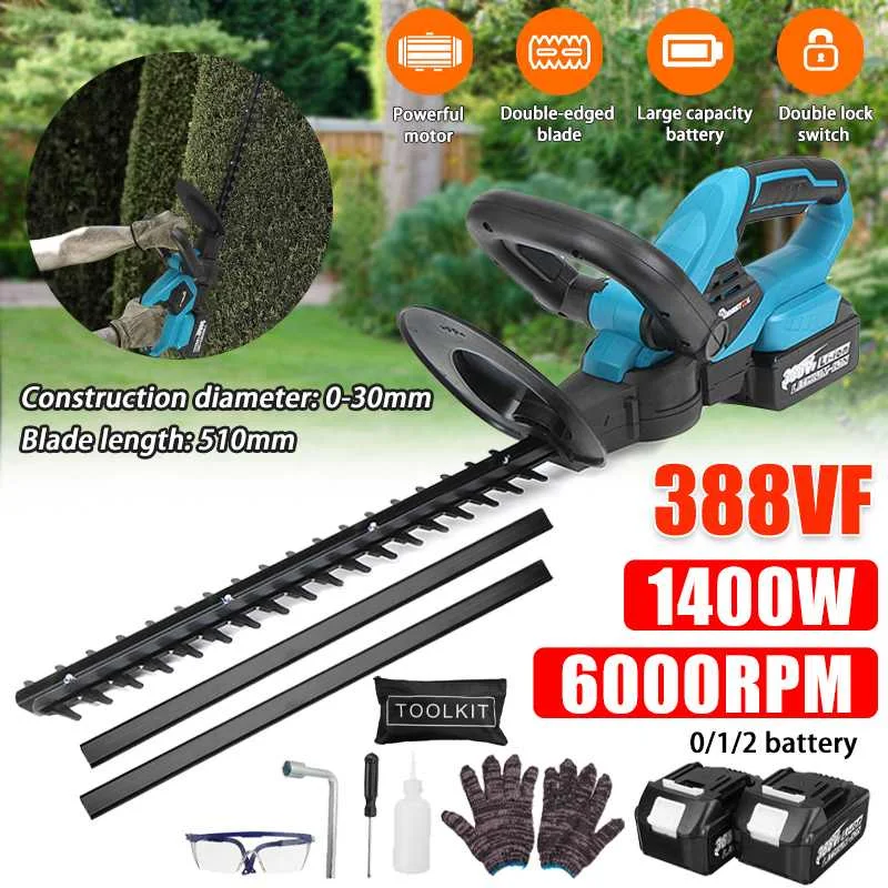 

1400W 388VF Cordless Hedge Trimmer with Telescopic Pole Household Garden Tool Set Garden Shears Electric Scissors for Makita 18v