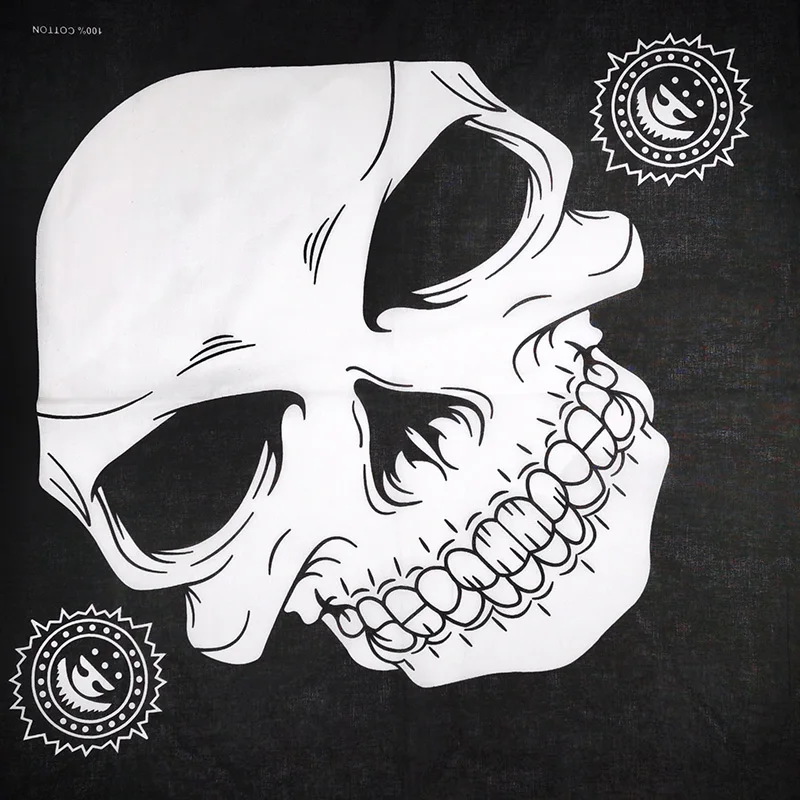 Totenkopf-Bandana, modisch, Hip-Hop, 100 % Baumwolle, quadratischer Schal, schwarz, Paisley-Fahrrad-Stirnband für Damen/Herren/Jungen/Mädchen