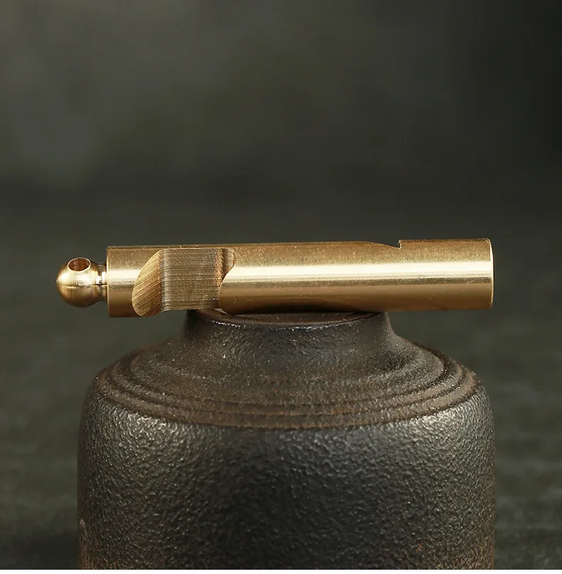 Vintage Brass multi functional whistle bottle opener craft DIY outdoor supplies EDC tool ornament Miniature Keychain Pendant a71
