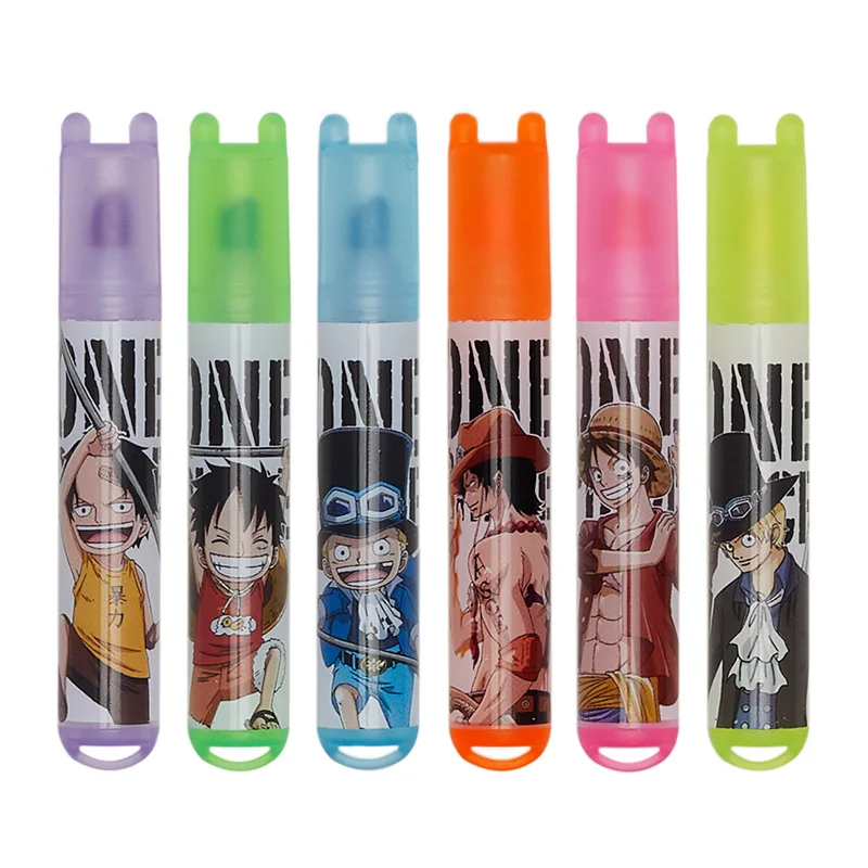 6 Colors Highlighter Pen Fluorescence Cartoon Series Art Mark School Student Office Stationery Small Mini Drawing PaintingKawaii