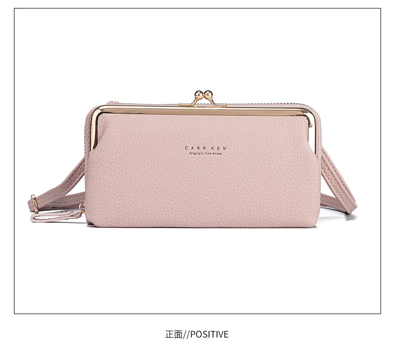 Women Mini Shoulder Bag Soft PU Leather Small Purse Long Money Wallet Mobile Phone Multifunction Credit Card Holder For Girls