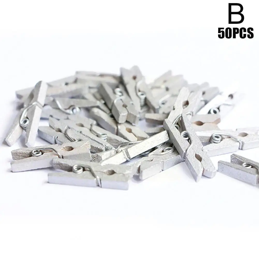 50PCS/Pack Gold Silver Black Christmas Photo Wall Mini Wood Clothespin Clip Wooden 25mm Small Environmental O2Q5