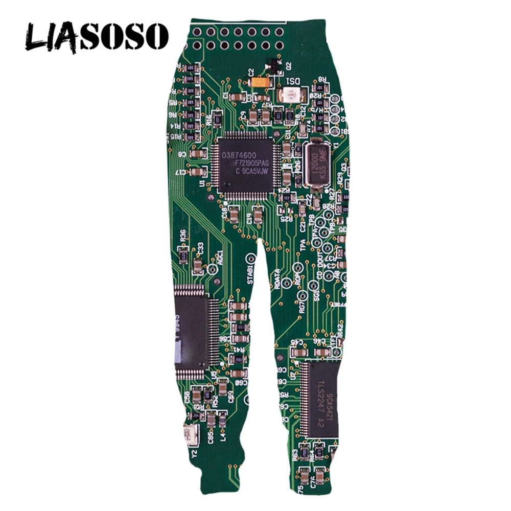 

LIASOSO 3D Print Electronic Chip CPU Sweatpants Computer Casual Trousers Women Men's Oversized Harajuku Jogging Sport Clothing