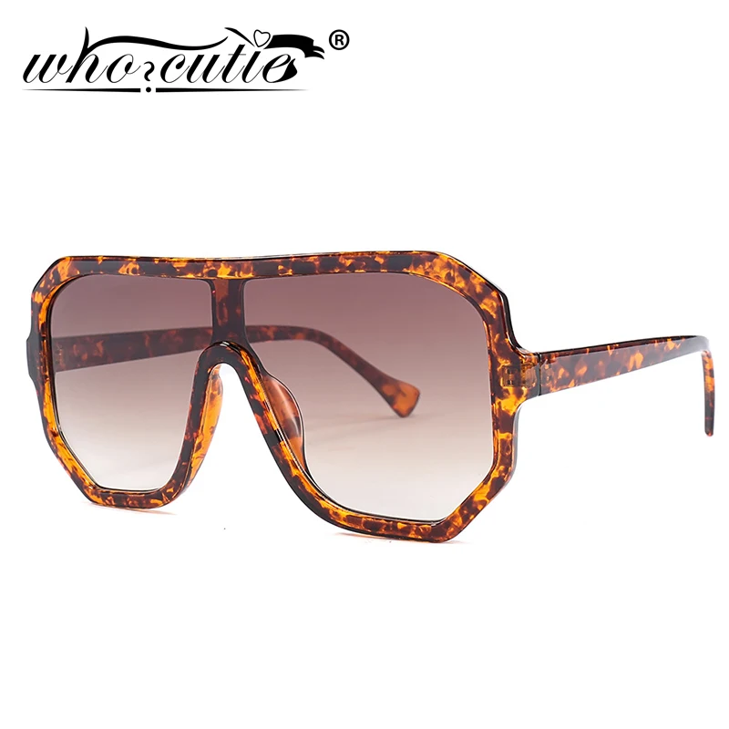 WHO CUTIE Fashion Vintage Big Sunglasses Women Luxury Brand Design White Frame Oversized Shield Sun Glasses Female Shades S020