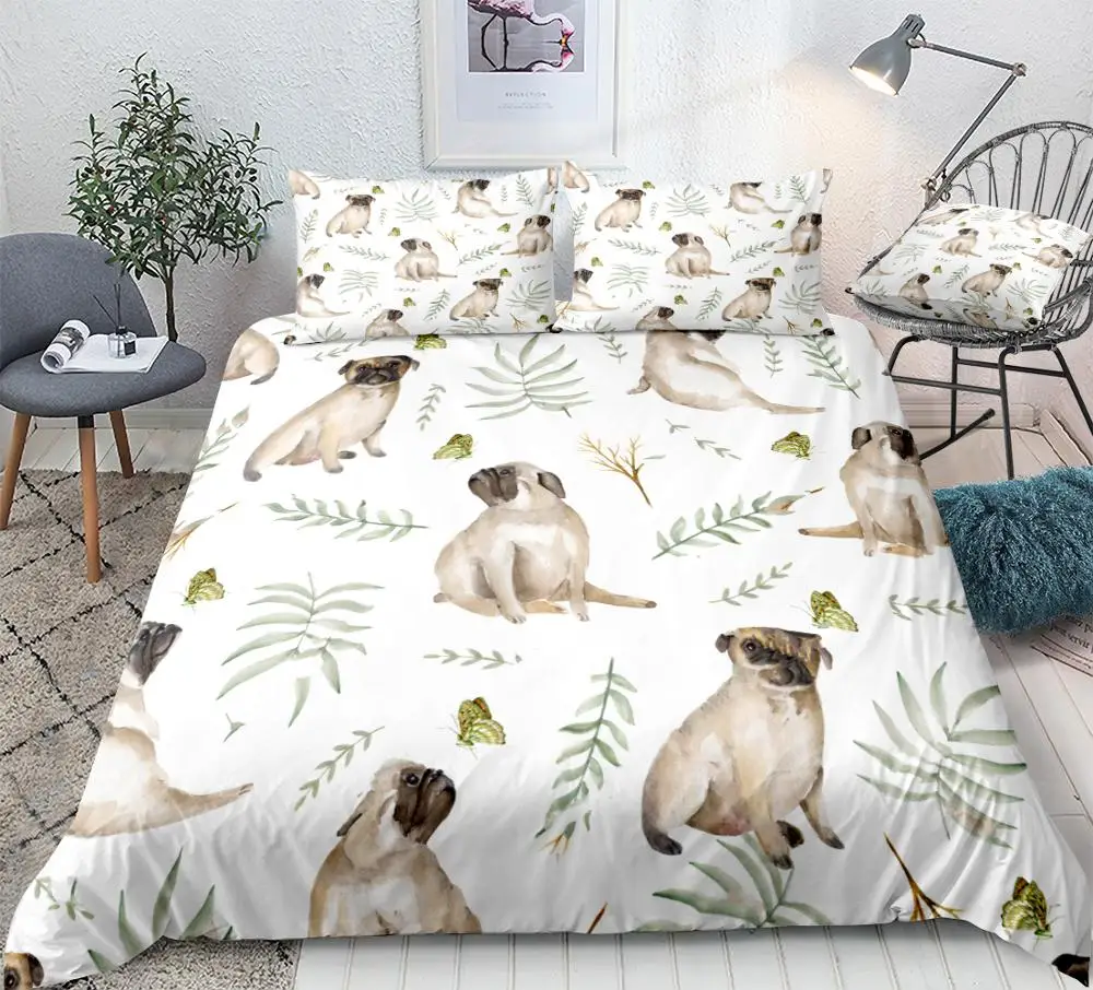 

Dogs Bedding Set Puppy Duvet Cover Set Cute Animal Bed Linen Pet Bed Set Kids Bedclothes Girl Boys Home Textiles