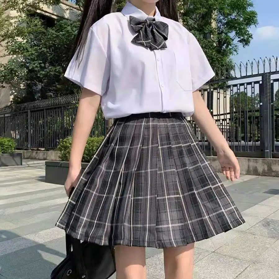 [Raspberry Zwarte Thee] Student Meisjes Japanse Zoete College School Jk Uniform Wit Roze Korte Mouwen Sailor Plooirok suits