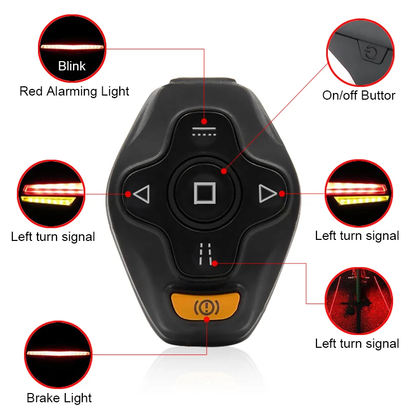 Bicycle Turn Signal Laser Bike Rear Light Smart Wireless Remote Control LED MTB Taillight USB Rechargeable Cycling Rear Lights