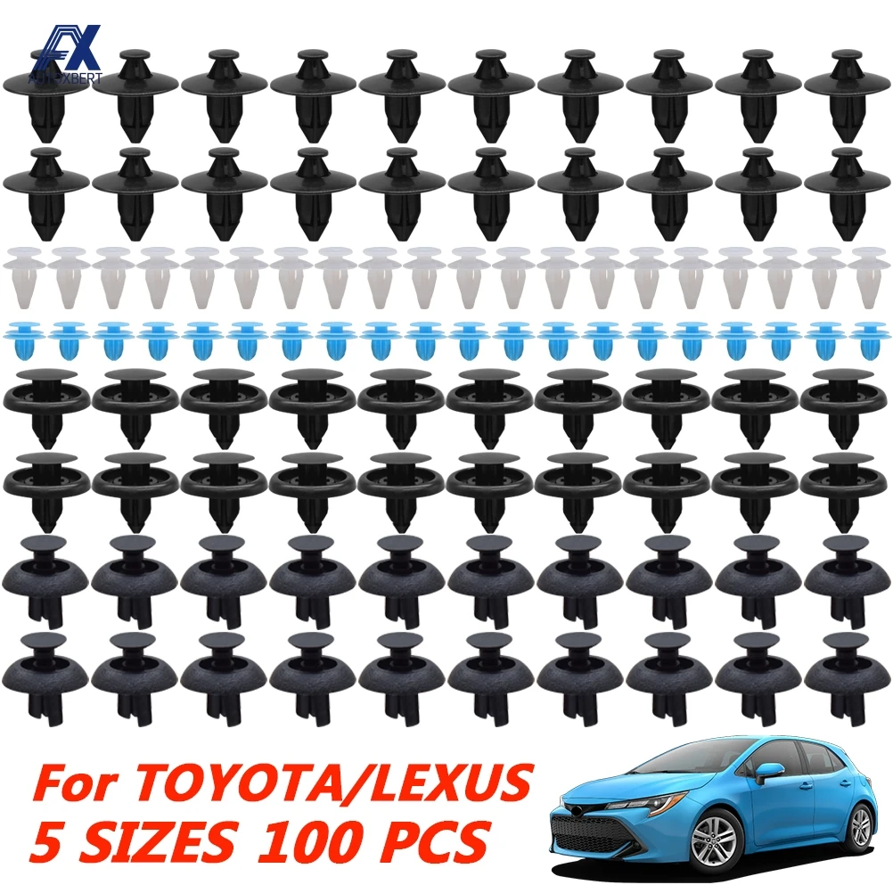 100pcs Car Panel Trim Clips For Toyota Lexus Bumper Hood Retainer Engine Radiator Grille Wheel Arch Fastener Plastic Push Rivets