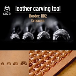 SOZO HB2 Leather Crescent  Decorative Border Work Stamping Tool Saddle Make Carving Pattern 304 Stainless Streel Stamps Printing