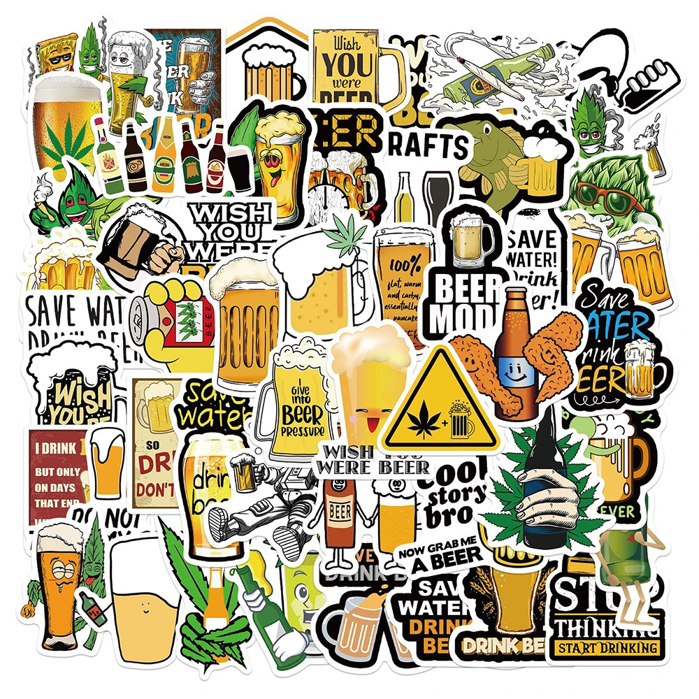 10/30/50pcs Cute Beer Leaf Cartoon Stickers giocattolo per bambini Laptop moto frigo Car Guitar Graffiti decalcomanie adesive impermeabili fai da te