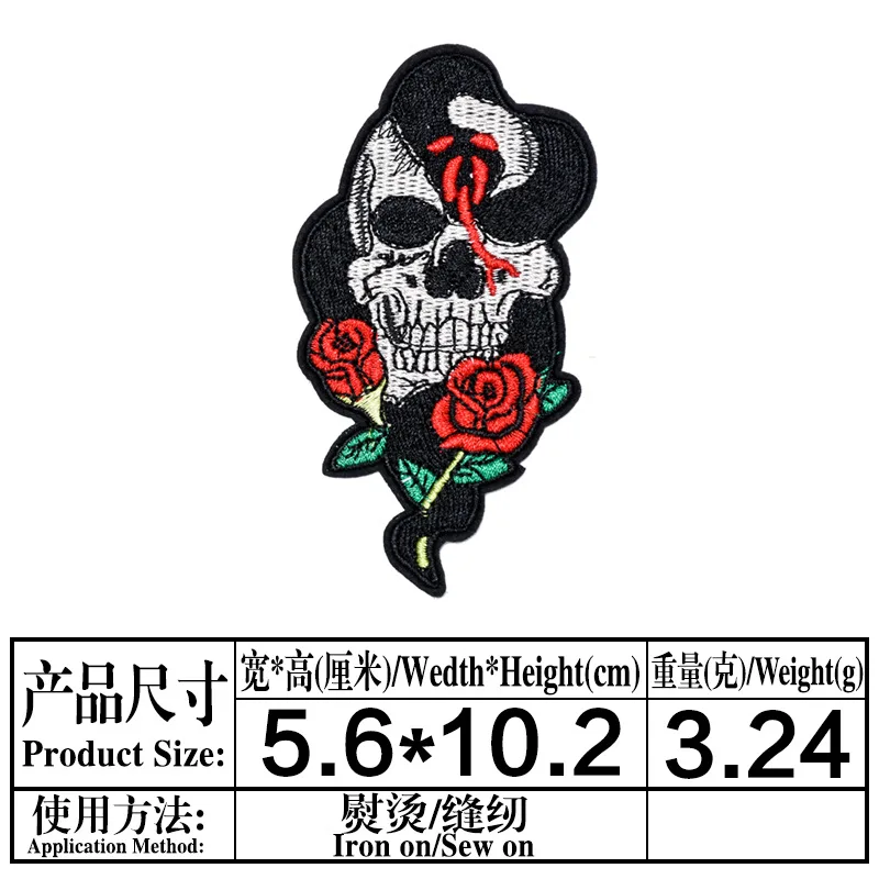 Skull rose wolf Medusa patch Embroidered iron on patches pack The Bleeding large mythology figure patches For Clothes Sticker