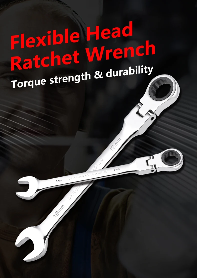 Ein Stück 8-25mm Flexible Reversible Kopf Kombination Ratsche Universal Schlüssel Schraubenschlüssel Auto Werkzeuge Für Auto reparatur – Detail 1