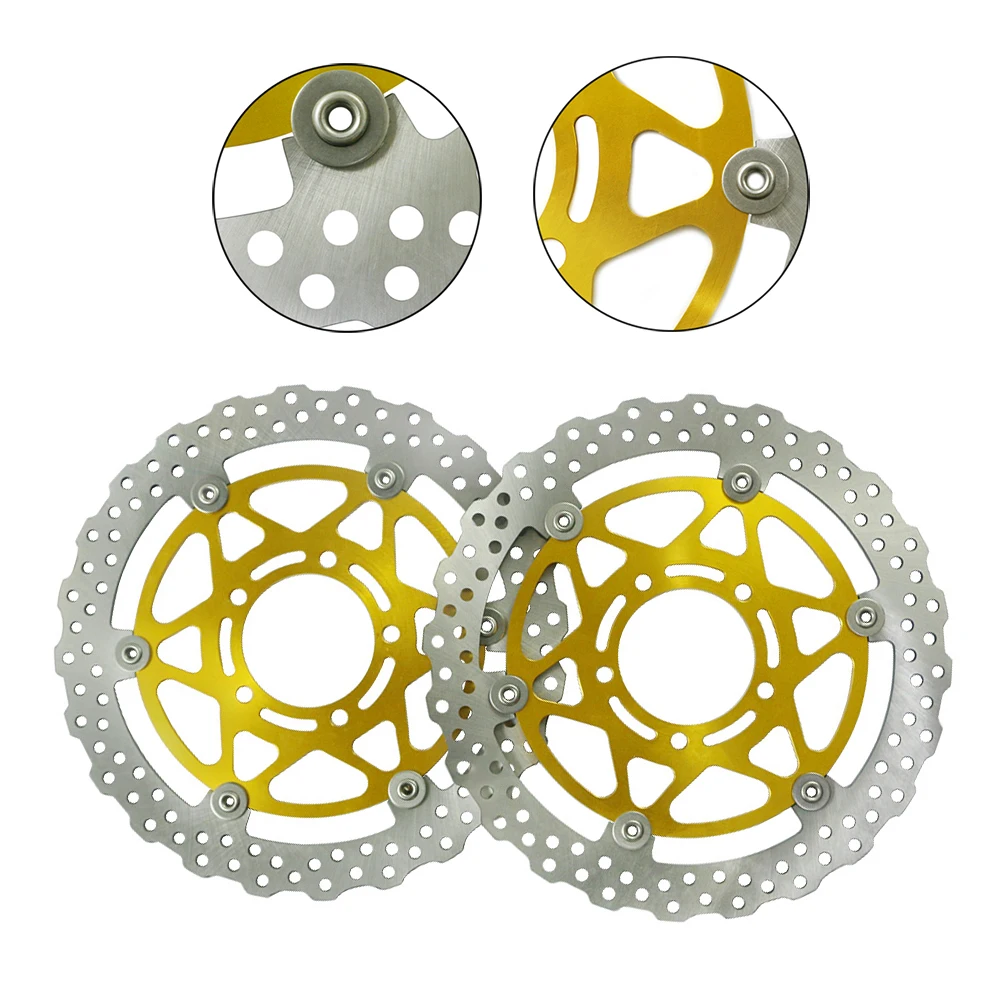 For Kawasaki Ninja ZX6R ZX10R ZX14R ZG1400 ZZR 1400 2PCS Motorcycle Accessories Front Brake Disc Disk Rotors Gold Black