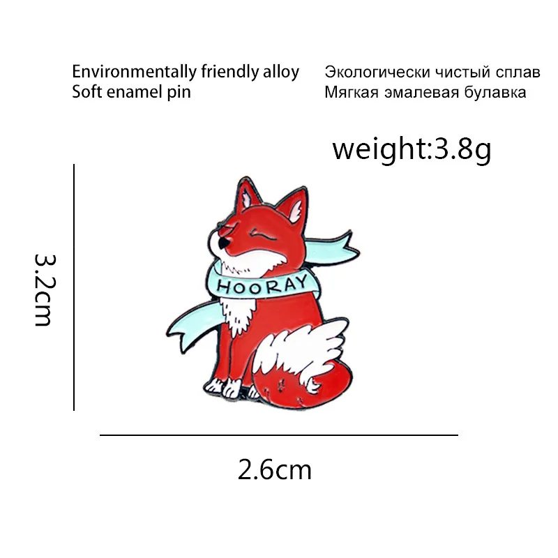 Cartoon Cute Animal Enamel Pin Red Fox Sitting Thinking Brooch Alloy Badge Personality Accessories Woman Jewelry Gift For Friend