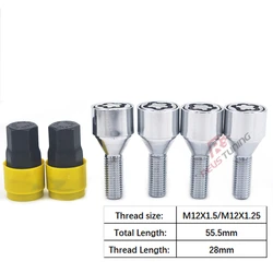 4PCS M12X1.5 M12X1.25 Anti Theft Security Car Wheel Bolts Lock Locking Wheel Lug Bolts Nuts For Benz Bmw Peugeot