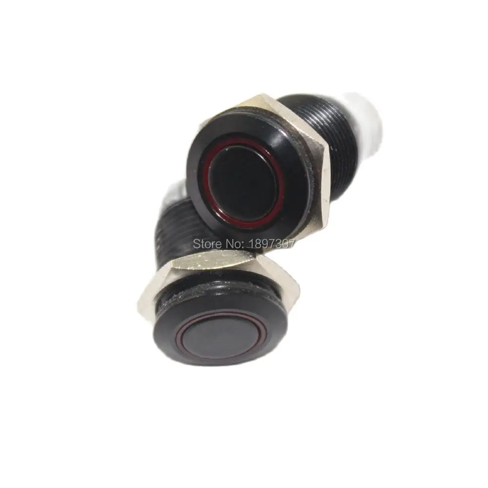 10 Pieces 16mm 12V RED Ring LED Illuminated Momentary and Latching 1no1nc Black Metal Car Anti Vandal Switch