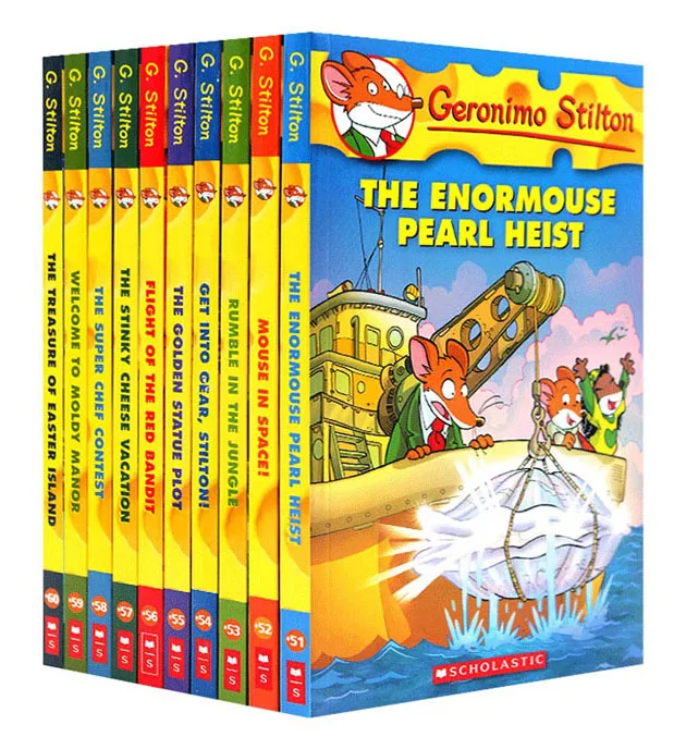 10 Books Geronimo Stilton 51-60 Mouse Reporter Humor Adventure Explore Brave Comic Fiction Child Kids English Picture Storybook