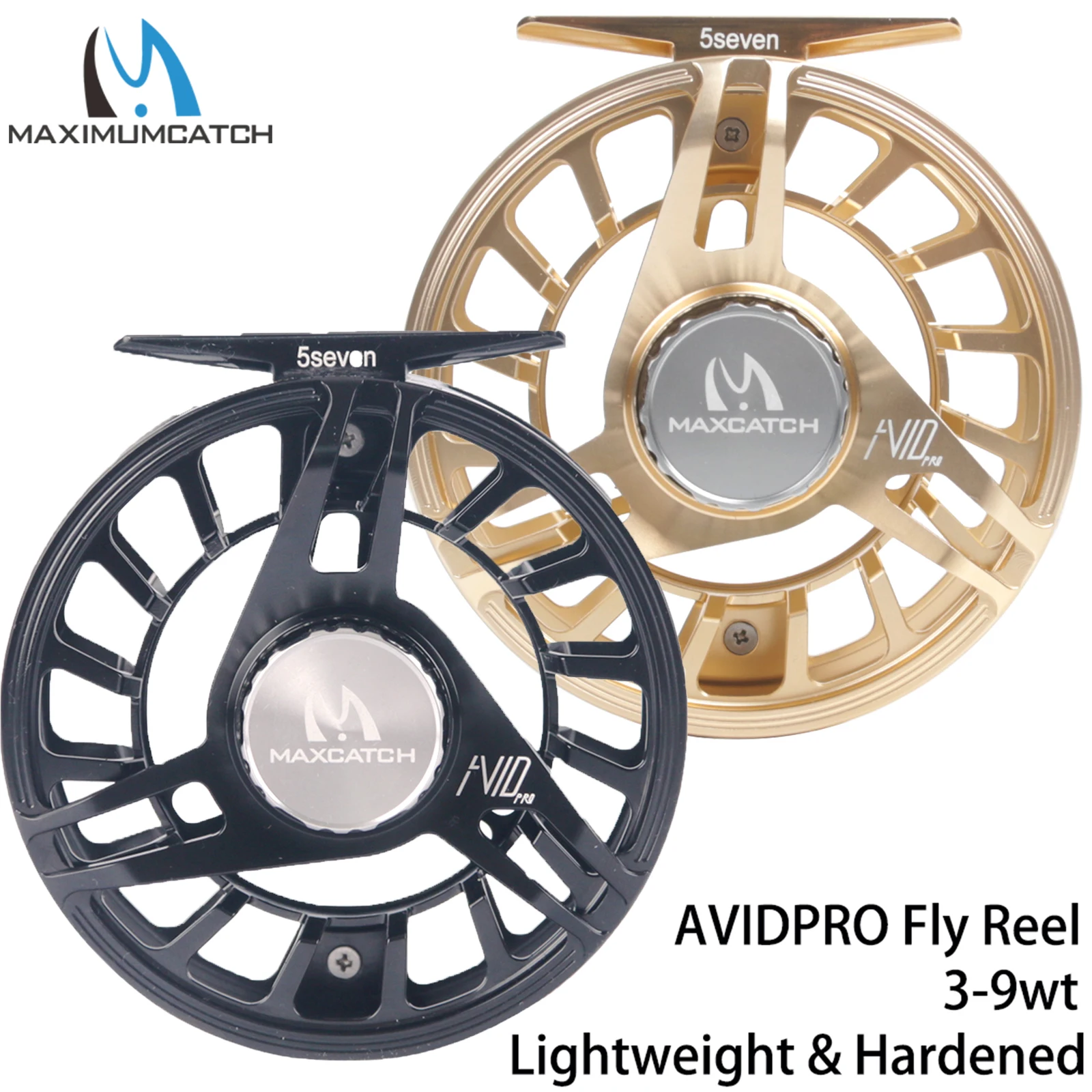 Maximumcatch AVID PRO 3-9wt Lekki, wzmocniony kołowrotek muchowy wykonany fizycznie na frezarkach CNC z aluminium 6061T6, wytrzymały kołowrotek muchowy