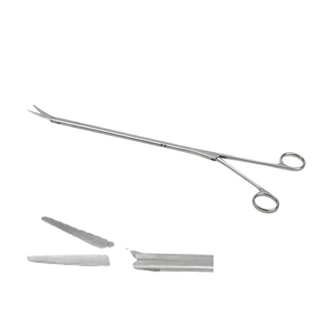 VATS Scissors  Tungsten steel cutter head  Arc height10mm 5*340mm no lock buckle  cut lung lobe or silk thread (staight)