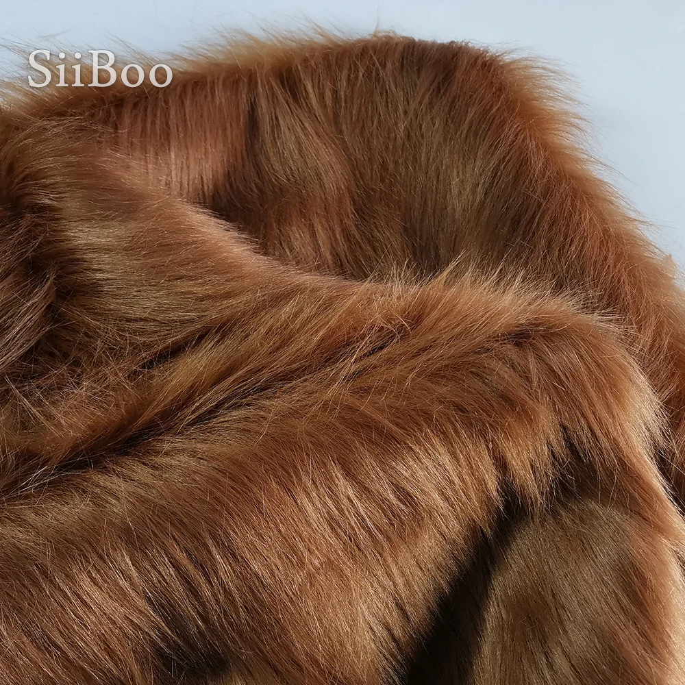 Brown 9cm plush faux fur fabric for winter coat vest stage cosplay decor long fur fabric tissue DIY 150*50cm 1pc SP5418