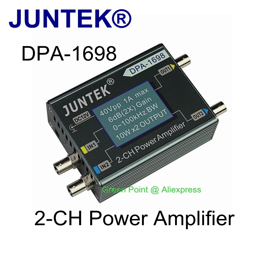 

JUNTEK DPA-1698 Dual Channels DDS Function Signal Generator Digital Control Signal 2-CH Power Amplifier Higher Power Amplifier