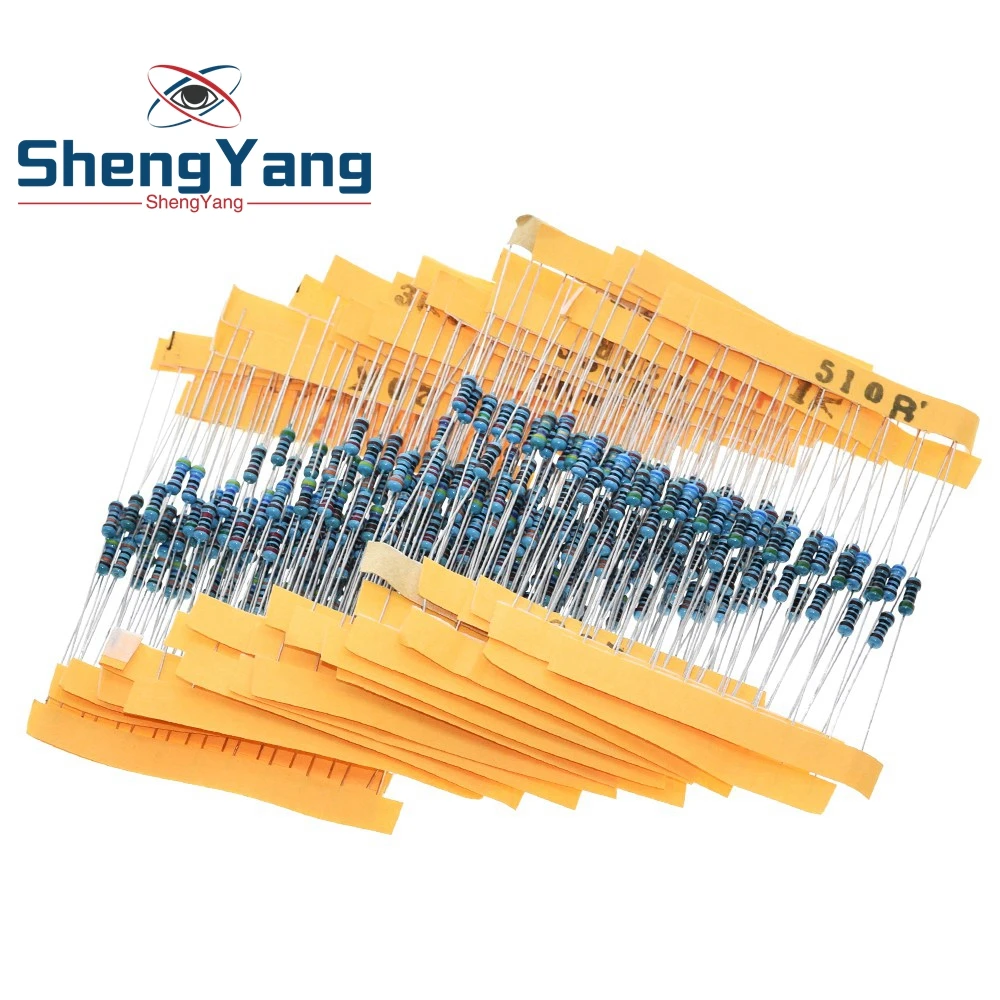 TZT 600pcs/set 30 Kinds 1/4W Resistance 1% Metal Film Resistor Pack Assorted Kit 1K 10K 100K 220ohm 1M Resistors 300pcs/set