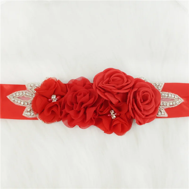 Wedding Accessories Bridal Wedding Belts Rhinestone Satin Flower Sash Woman Girl Waistband Wedding Sashes Belt