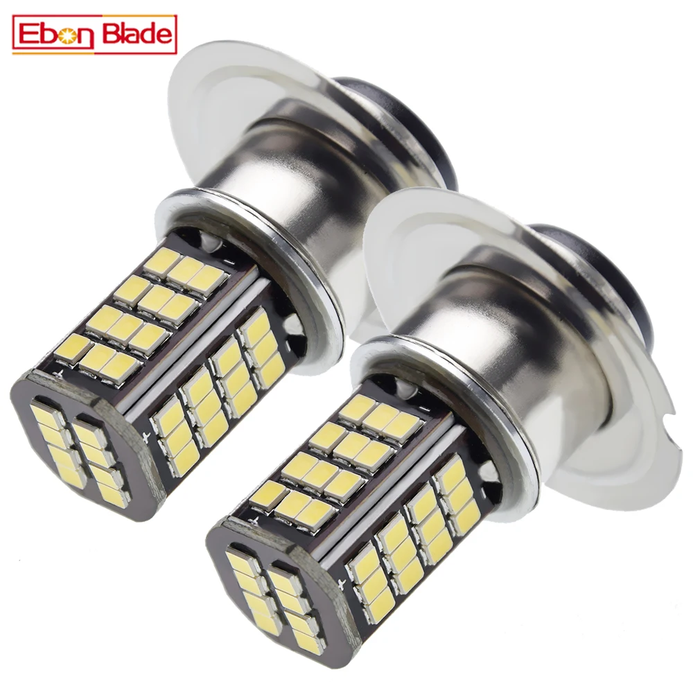 2Pcs 6V /12V DC 56 LED P42D Replacement Bulb 2835 SMD High Low Beam Car Driving Motorcycle Headl Lamp Fog Light White 6000K