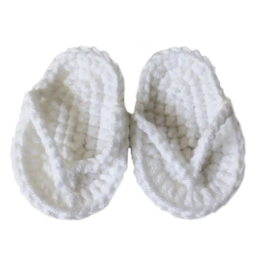 Newborn Baby Solid Color Mini Crochet Flip-Flops Infant Slippers Photo Props Cute Infant Photo Shooting Decoration Accessory