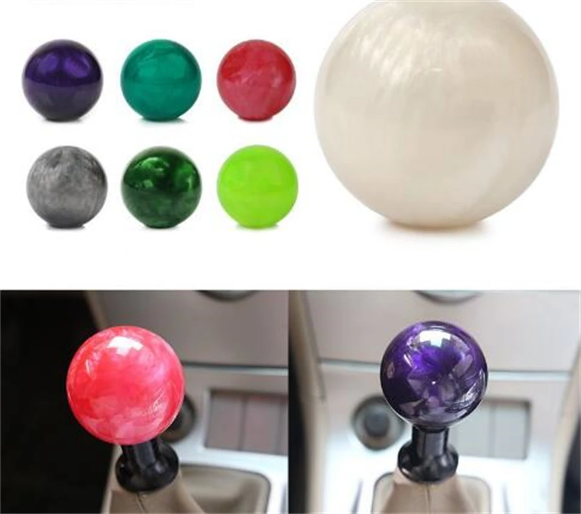 Universal Acrylic Cloud Marble Car Gear Shift Knob Aluminum Manual Gear Stick Shift Shifter Lever Knob Round Ball