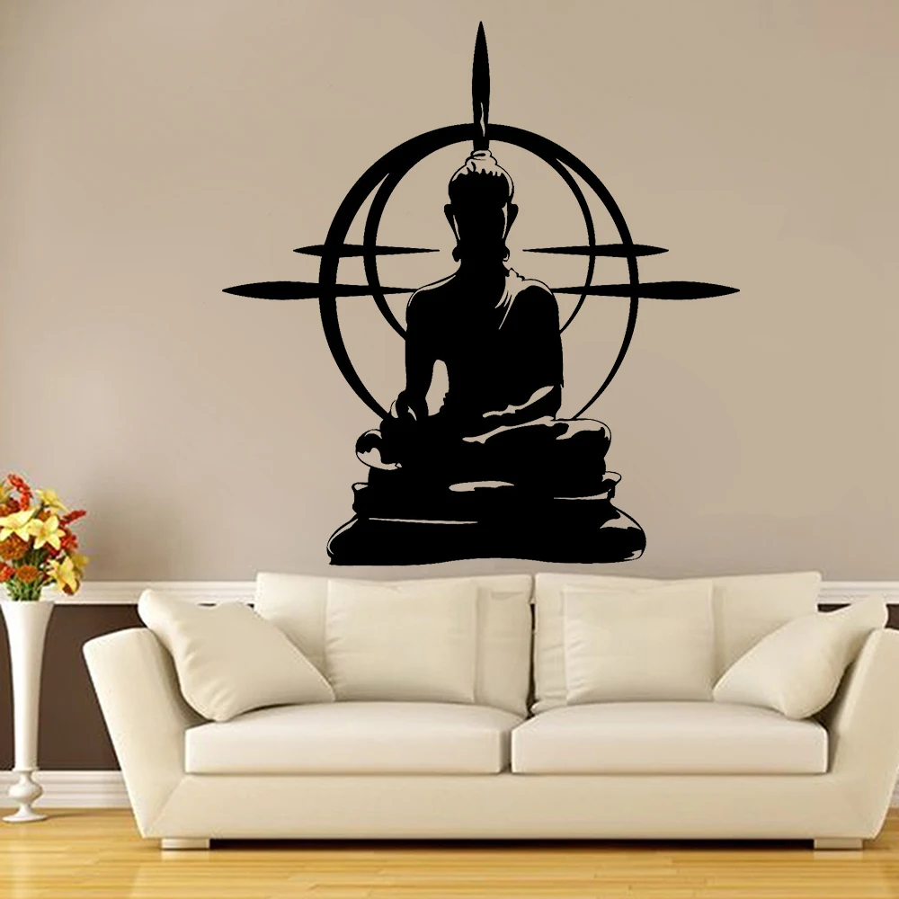 Yoga Buddha Wall Decal Buddha Chakra Mandala Mantra Chakra Meditation Yoga Decor Vinyl Sticker For Living Room Decor Mural Z565