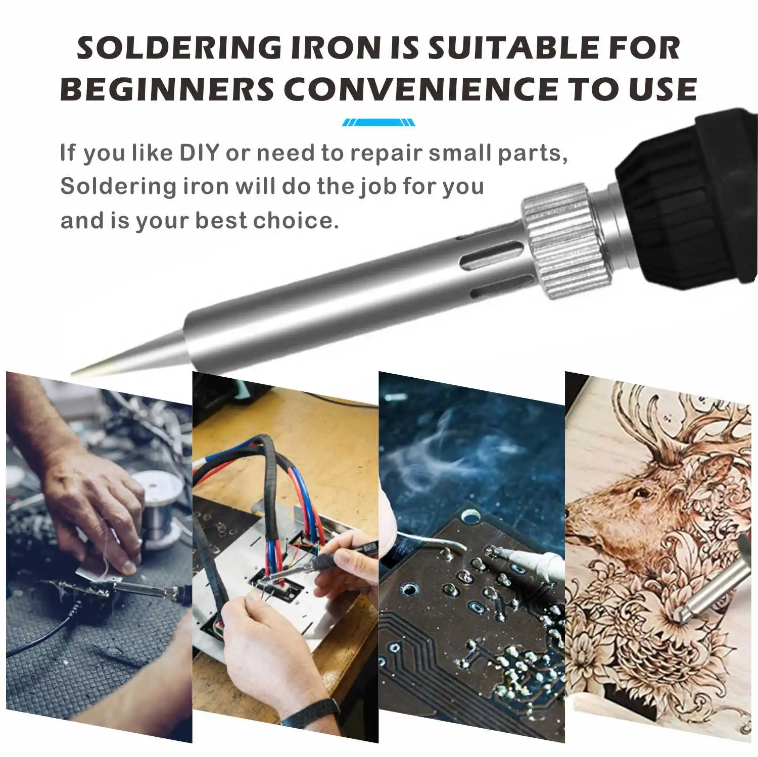 Soldering Iron Kit 80W Adjustable Temperature Fast Heating Ceramic Thermostatic Welding Iron with 180-500℃ LCD Display Home DIY