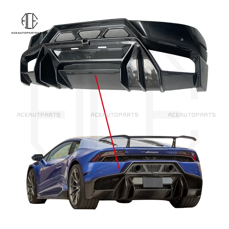 

Подходит для Lamborghini LP580 LP610 2014-2021, защитная крышка диффузора заднего бампера из настоящего углеродного волокна