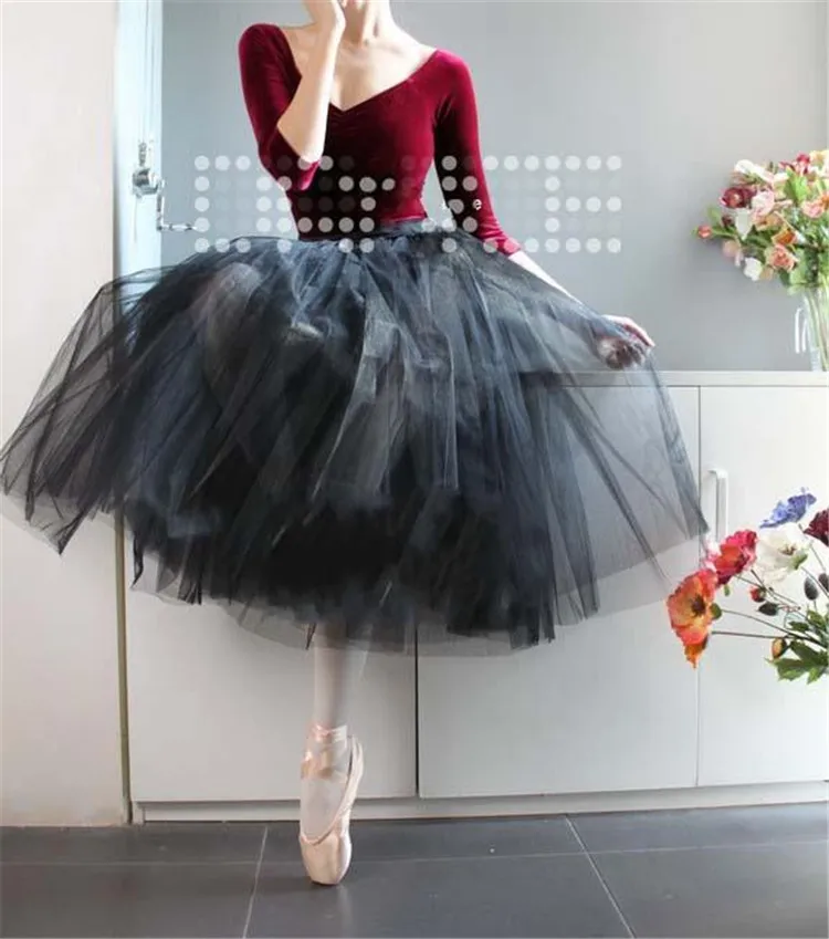 บัลเล่ต์กระโปรงยาว80ซม.บัลเล่ต์ Tutu Ballerina Tutus สาว Ballerina เครื่องแต่งกายผู้หญิง Tutu บัลเล่ต์ Lyrical Tulle 2ชั้นด้วยซับ