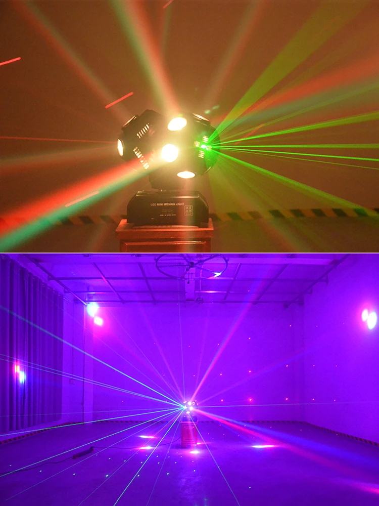 12x10w RGBW 4in1 LED Moving Head Beam Light with RG Laser Lights DMX512 Infinite Rotation Double Arms Moviing Heads for DJ Disco