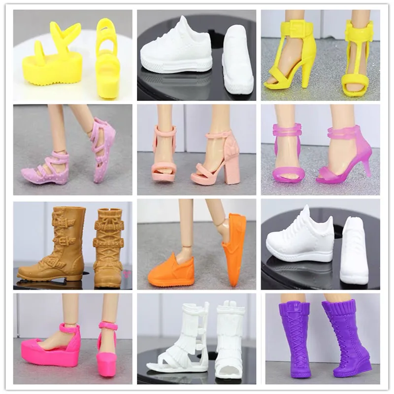 

Original 1/6 Doll Shoes White Blue Green Gold Personality Doll Dressing Decors Princess Doll Boots Shoes Sandals Kids Gifts Toy